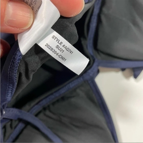 New J Crew Ruffle Deep V One Piece Swimsuit Blue - Picture 4 of 5